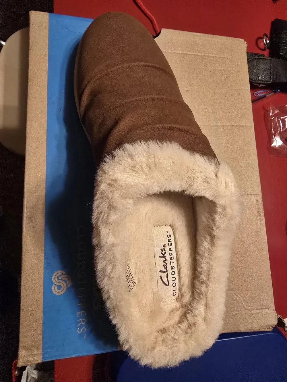 Clarks Cloudsteppers Women's Brown Faux-Fur Lined Slip-On Shoe